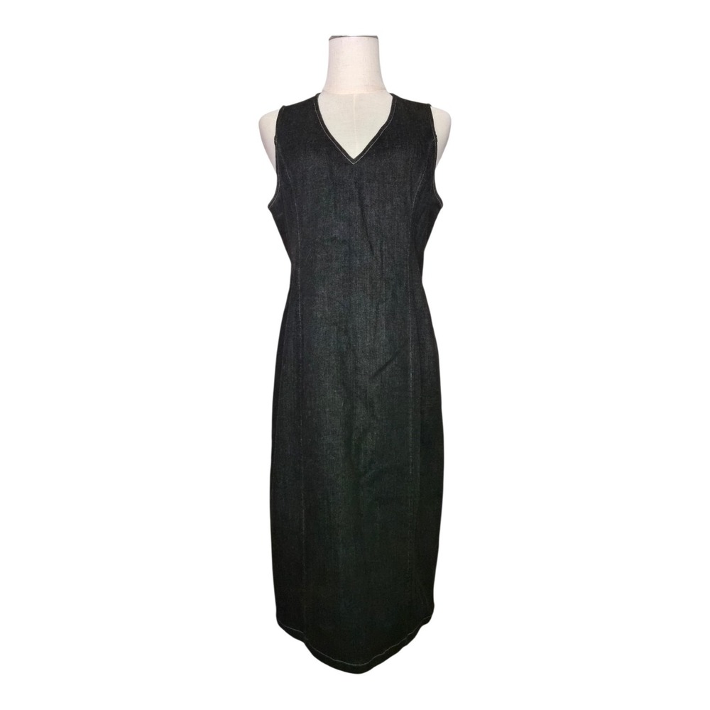 Polo‎ Ralph Lauren Denim Sheath Midi Dress Women's Size 12 Dark Wash Minimalist